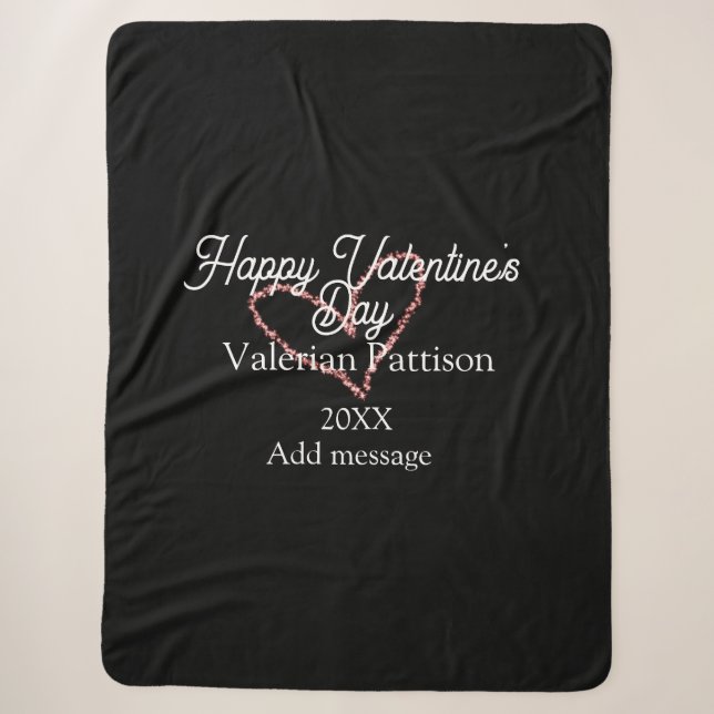 Happy Valentine's day red glitter heart black name Sherpadecke (Vorderseite)