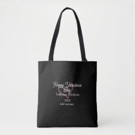 Happy Valentine's day red glitter heart black name Tasche