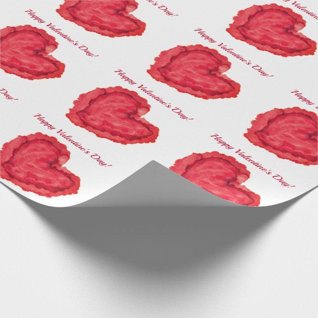 Happy Valentine's Day Red Heart Geschenkpapier (Ecke)