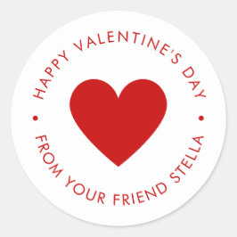 Happy Valentine's Day Red Heart Kid's Niedliche Cu Runder Aufkleber