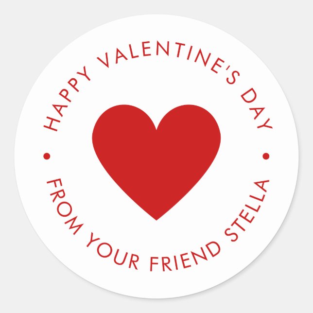 Happy Valentine's Day Red Heart Kid's Niedliche Cu Runder Aufkleber (Vorderseite)