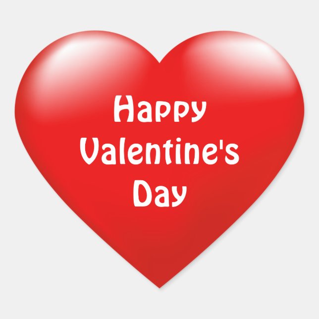 Happy Valentine's Day Red Heart Liebe Aufkleber (Vorderseite)