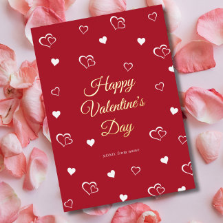 Happy Valentines Day Red Heart Modern Love Pattern Folien Feiertagskarte