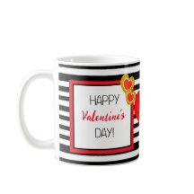 Happy Valentine's Day Red Heart Schwarz-weiß Strip