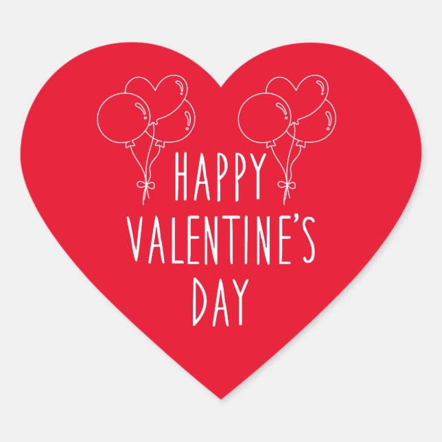 Happy Valentine's Day Red Heart Sticker (Vorderseite)