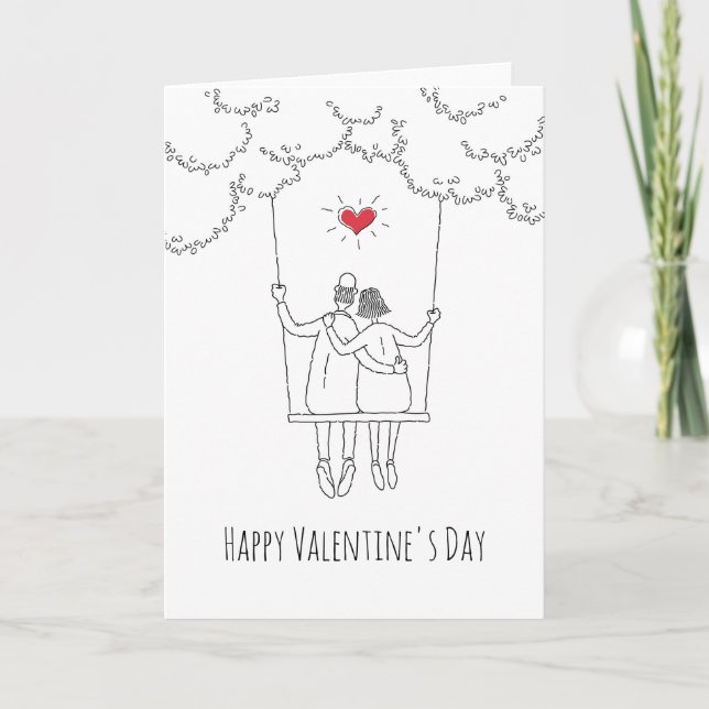 Happy Valentine's Day Red Heart Swing Liebhaber Karte (Vorderseite)