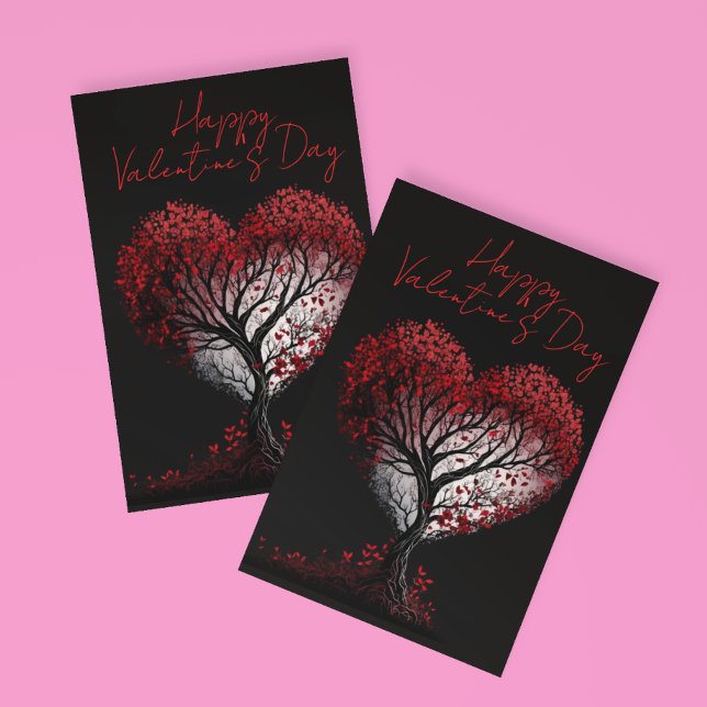 Happy Valentine's Day Red Heart Tree Postkarte (Von Creator hochgeladen)