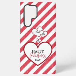 Happy Valentine's Day Red Hearts Chalk Stripes Samsung Galaxy Hülle