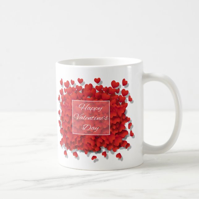 Happy Valentine's Day Red Hearts Coffee Cup Tasse (Rechts)