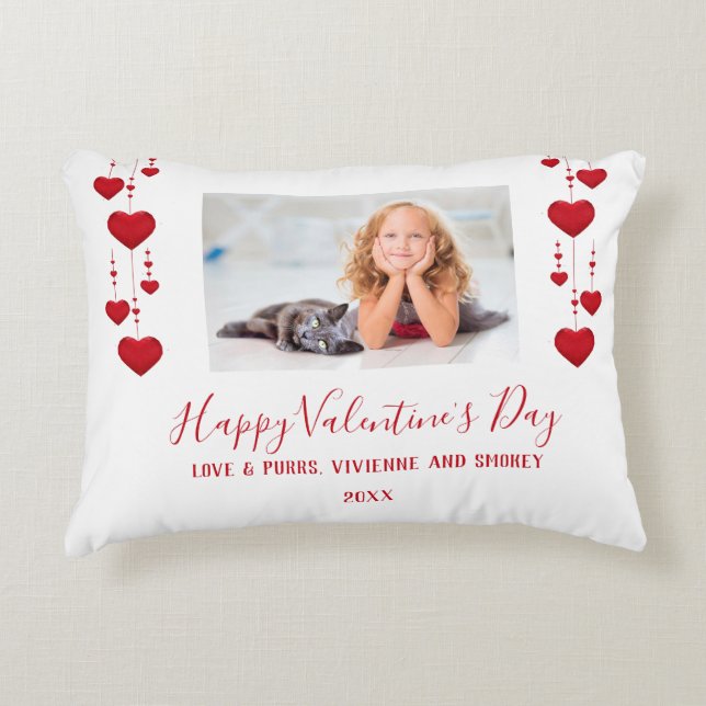 Happy Valentine's Day Red Hearts Foto personalisie Dekokissen (Vorderseite)