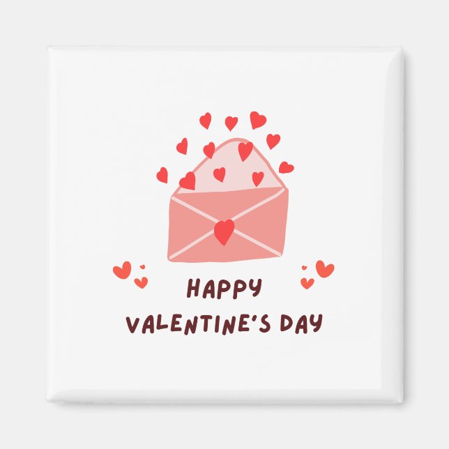 Happy Valentine's Day - Red Hearts Liebe Images Magnet (Vorne)