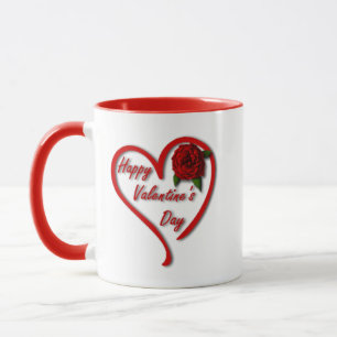 Happy Valentine's Day red Hearts Tasse