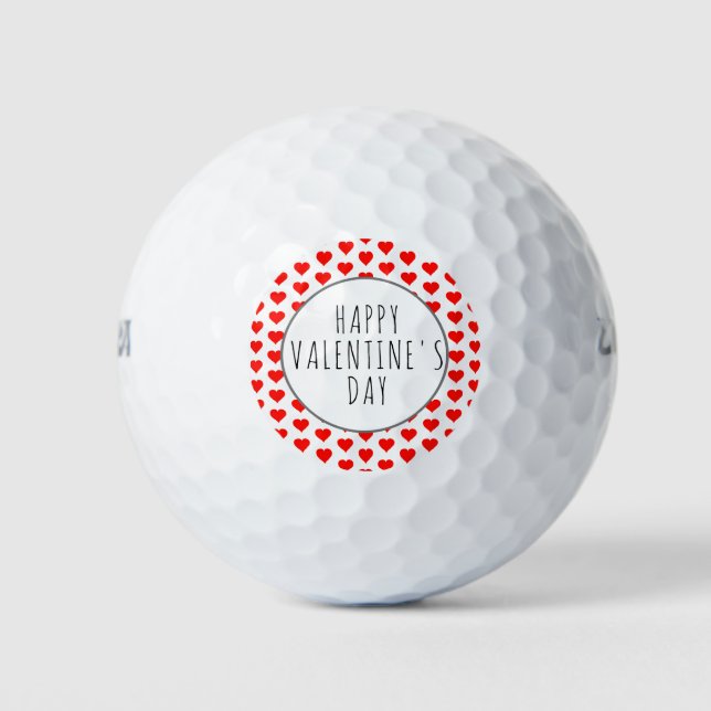 Happy Valentines Day Red Hearts Typografy Golfball (Vorderseite)