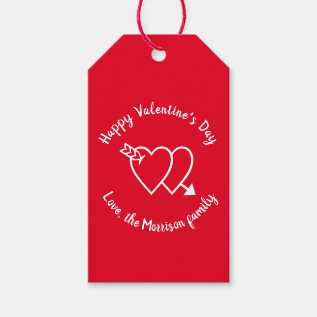 Happy Valentine's Day Red Herzen benutzerdefiniert Geschenkanhänger (Vorderseite)