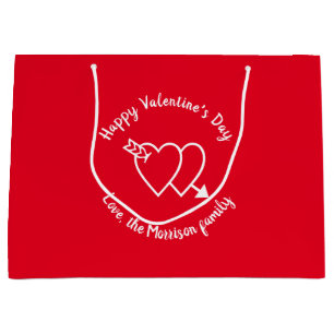Happy Valentine's Day Red Herzen benutzerdefiniert Große Geschenktüte