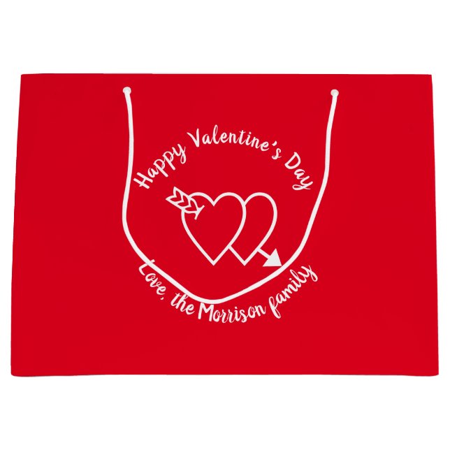 Happy Valentine's Day Red Herzen benutzerdefiniert Große Geschenktüte (Vorderseite)