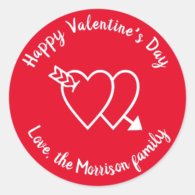 Happy Valentine's Day Red Herzen benutzerdefiniert Runder Aufkleber (Vorderseite)