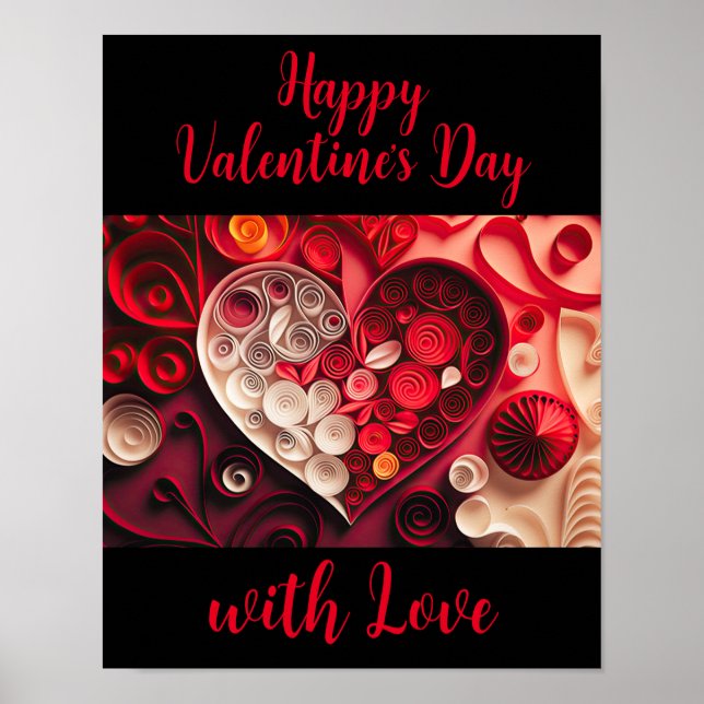 Happy Valentine's Day Red Pink Hearts herunterladb Poster (Vorne)