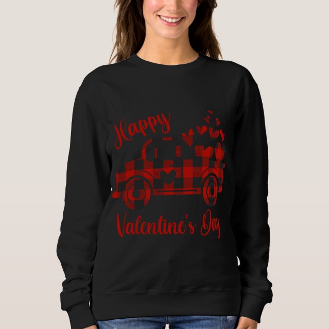 Happy Valentine's Day Red Truck Herz Liebe Herz He Sweatshirt (Vorderseite)