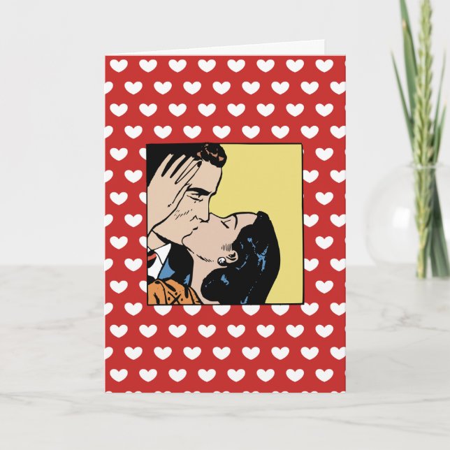 Happy Valentine's Day Retro Lover's Karte (Vorderseite)