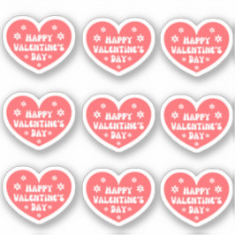 Happy valentines Day, Retro Rot 9 Herzen Aufkleber
