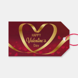 Happy Valentine's Day Ribbon Herz Gold Red Geschenkanhänger