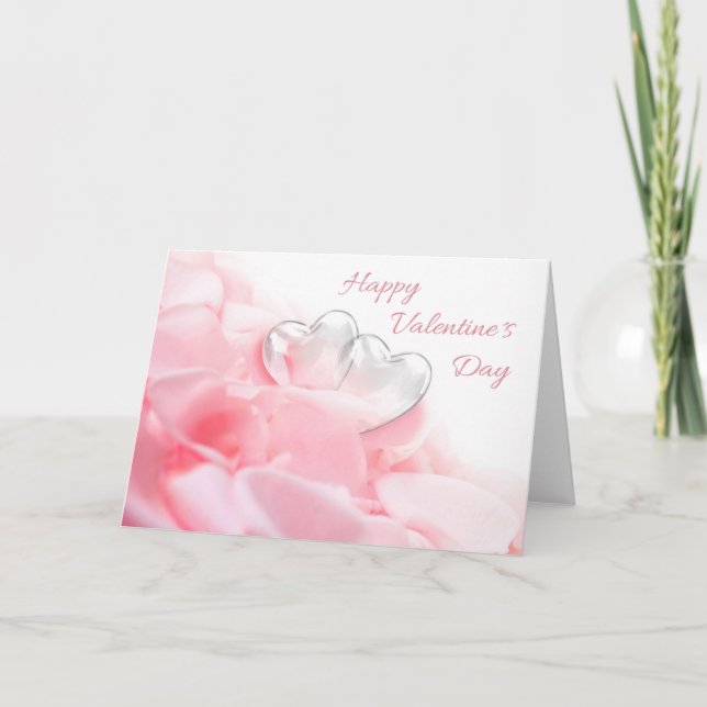 Happy Valentine's Day Romantic Glass Hearts Karte (Vorderseite)