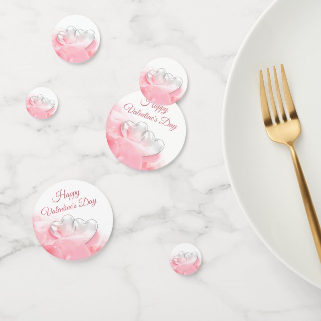 Happy Valentine's Day Romantic Glass Hearts Konfetti (Gruppe)