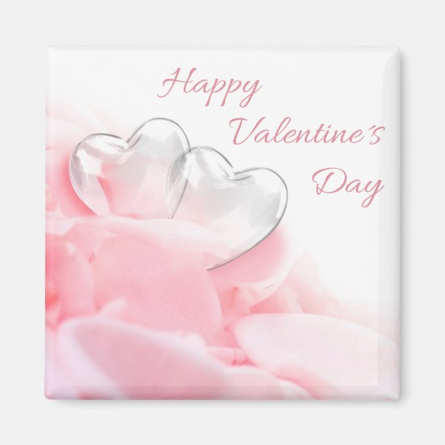 Happy Valentine's Day Romantic Glass Hearts Magnet (Vorne)