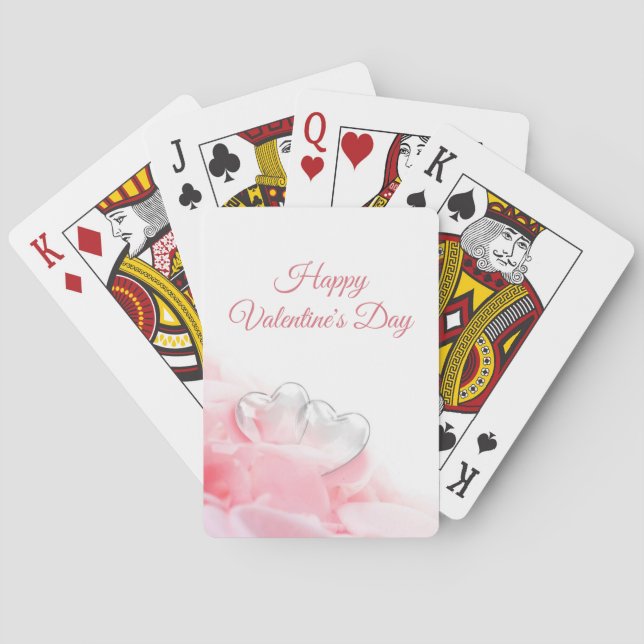 Happy Valentine's Day Romantic Glass Hearts Spielkarten (Rückseite)