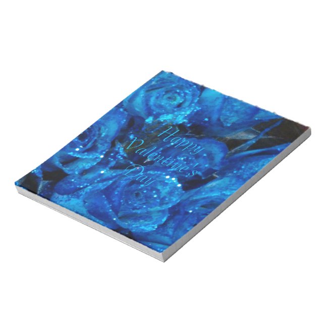 Happy Valentine's Day Romantische Liebe Blaue Rose Notizblock (Rotiert)