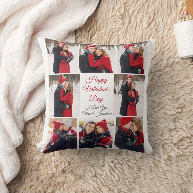 Happy Valentine's Day Romantische Liebe FotoCollag Kissen (Decke)