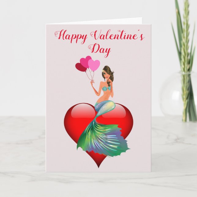 Happy Valentine's Day Romantische Meerjungfrau Karte (Vorderseite)