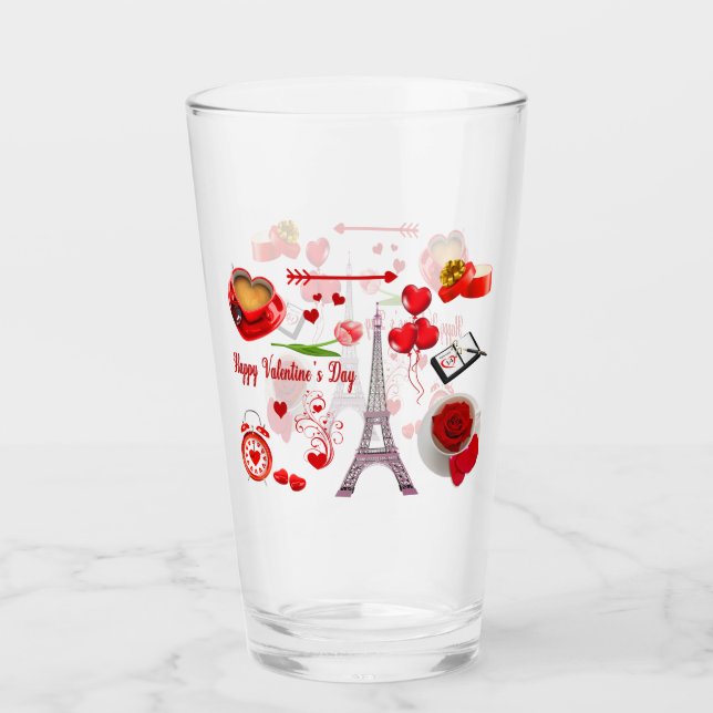Happy Valentine's Day Romantisches Geschenk für Pa Glas (Vorderseite)