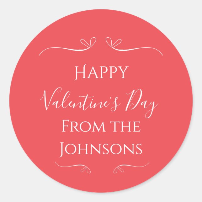 Happy Valentines Day Rosa aus Familienname Runder Aufkleber (Vorderseite)