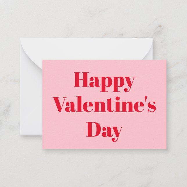 Happy Valentine's Day, Rosa moderne Typografie Mitteilungskarte (Vorderseite)