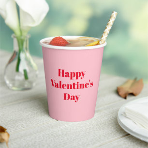 Happy Valentine's Day rosa moderne Typografie Pappbecher