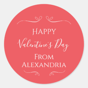 Happy Valentines Day Rosa Runder Aufkleber