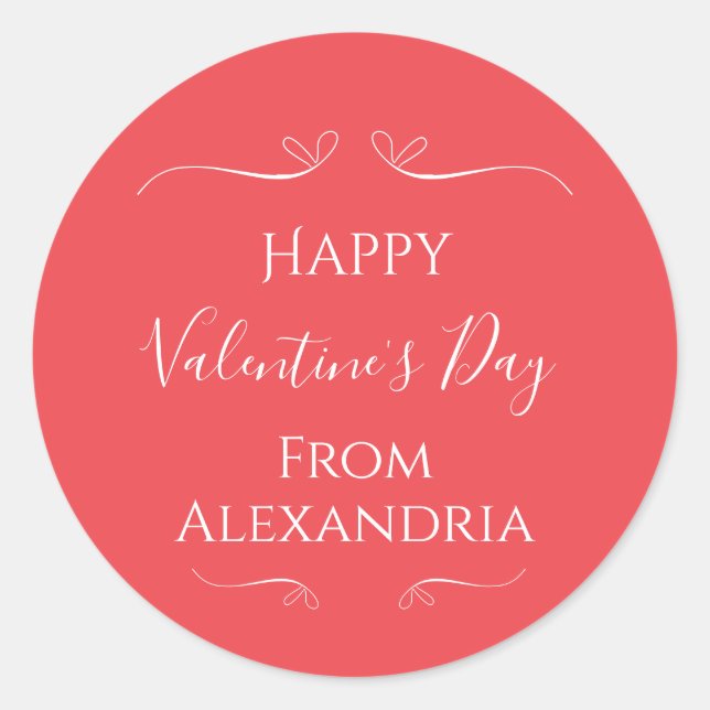 Happy Valentines Day Rosa Runder Aufkleber (Vorderseite)