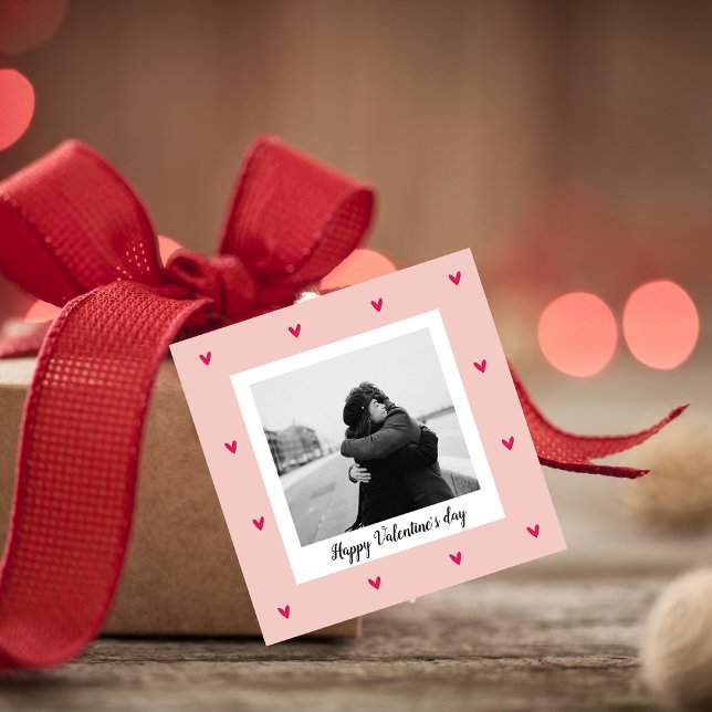 Happy Valentine's Day | Rosa und rotes Herz | Gesc Geschenkanhänger (Von Creator hochgeladen)