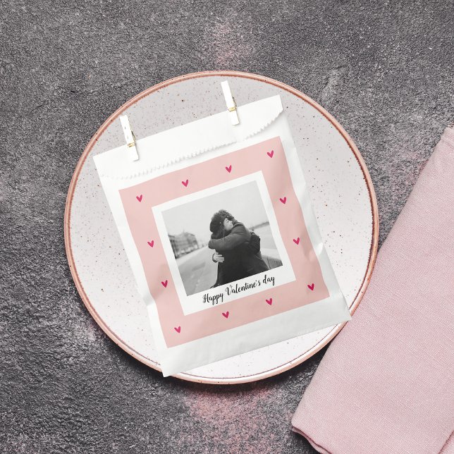 Happy Valentine's Day | Rosa und rotes Herz | Gesc Geschenktütchen (Von Creator hochgeladen)