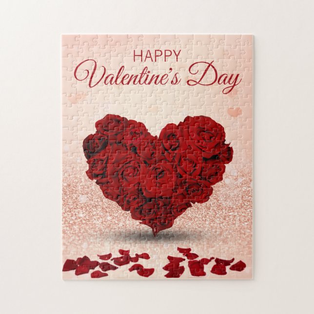 Happy Valentine's Day Rose Bouquet Herz (Vertikal)