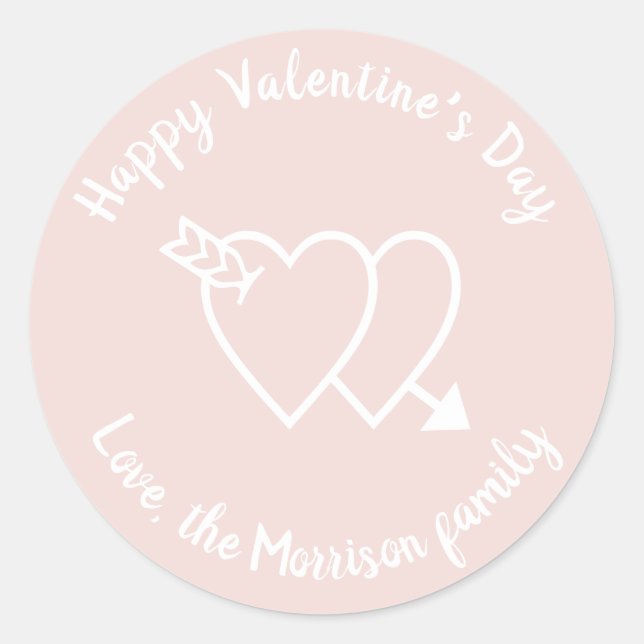 Happy Valentine's Day rösteln rosa Herzen Brauch Runder Aufkleber (Vorderseite)