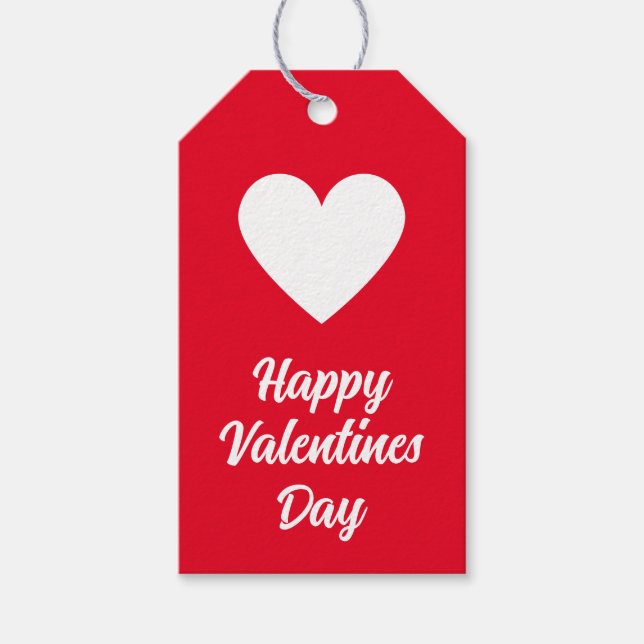 Happy Valentines Day rot und weiß Geschenkanhänger (Vorderseite)