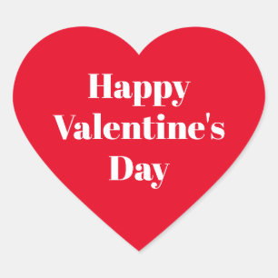 Happy Valentine's Day rot weiß niedlich modern Herz-Aufkleber