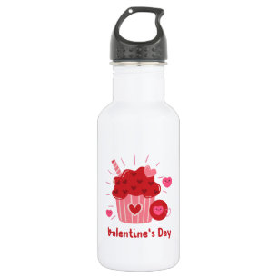 Happy Valentine's Day - Rote Herzen Niedliche Bild Edelstahlflasche