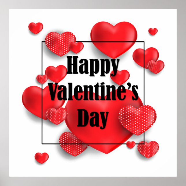 Happy Valentine's Day Rote Liebe Herz | Urlaub Poster (Vorne)