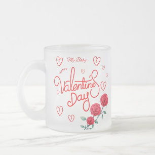 Happy Valentines Day Rote Rose Tasse