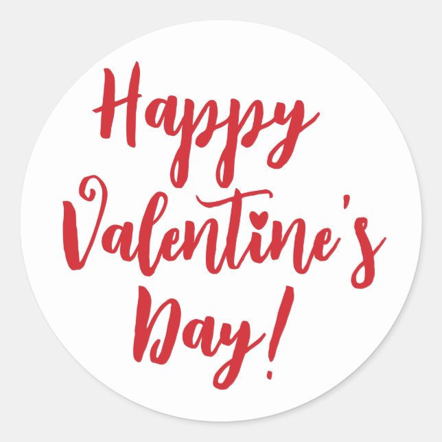 Happy Valentine's Day roten Drehbuchtypografie mod Runder Aufkleber (Vorderseite)