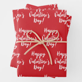 Happy Valentine's Day roten modernen Drehbuchtypog Geschenkpapier Set